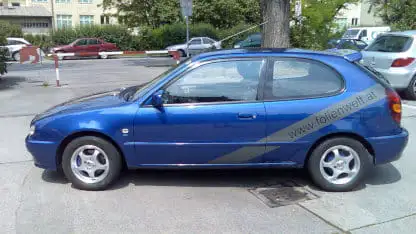 Seitlicher Klebestreifen mit Aufschrift
